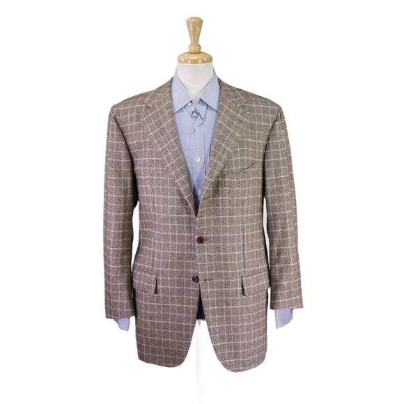 Giorgio's Palm Beach by Attolini Brown Pink Checkered 100% Cashmere Blazer 44R - Picture 1 of 10